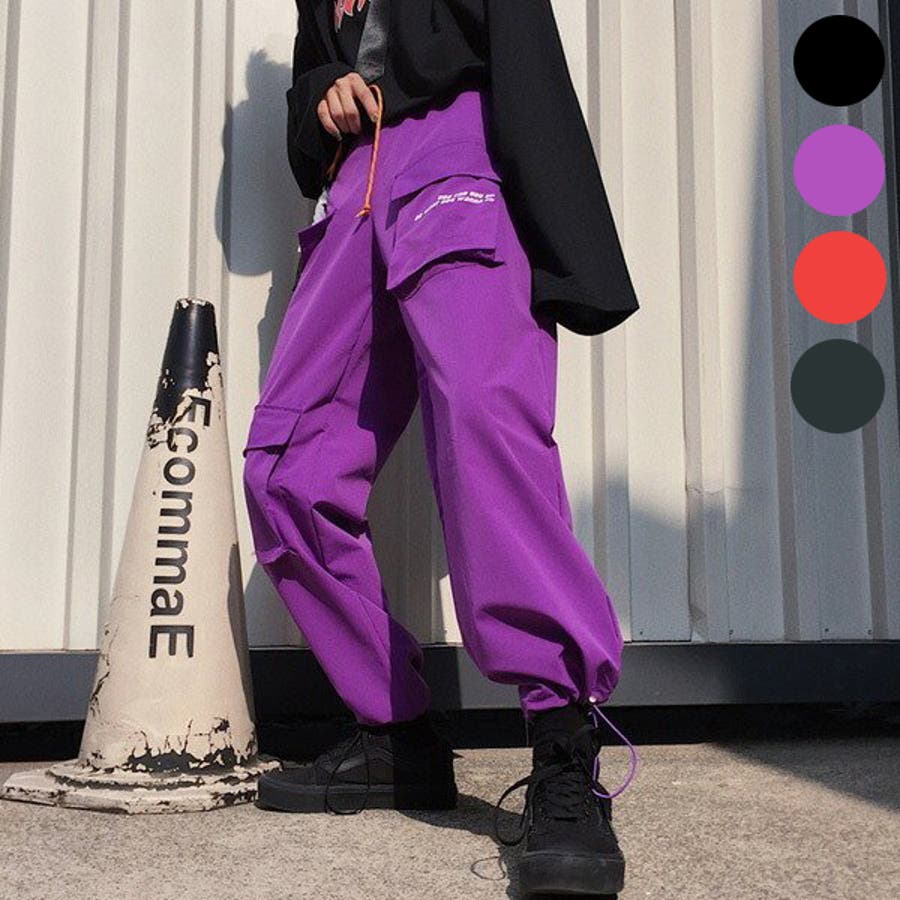 紫色のサイドラインがおしゃれ♪　ジョガーパンツ　韓国