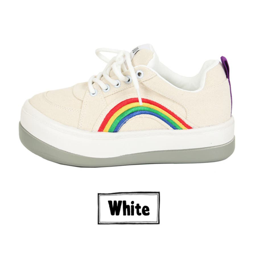 キャンバススニーカー レインボー 刺繍[品番：DCTW0002566