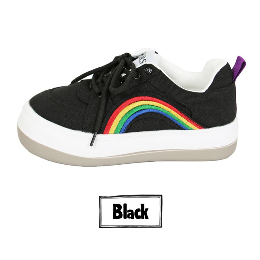 キャンバススニーカー レインボー 刺繍[品番：DCTW0002566