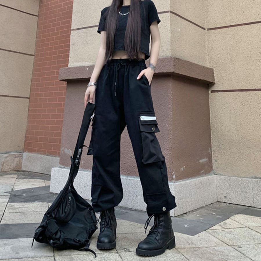 カーゴジョガーパンツ ウエストゴム ブラック[品番：DCTW0002958