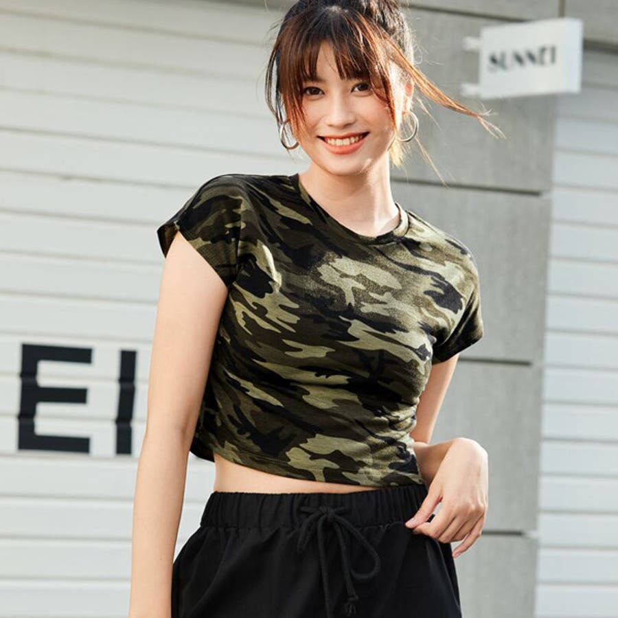 Tシャツ カモフラージュ柄 ショート丈[品番：DCTW0003983]｜Decorative