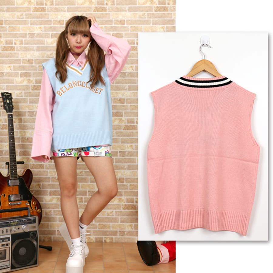 スクールテイストなコーデにピッタリなオーバーサイズチルデンニットベスト 原宿系 品番 Dctw Decorative デコラティブ のレディースファッション通販 Shoplist ショップリスト