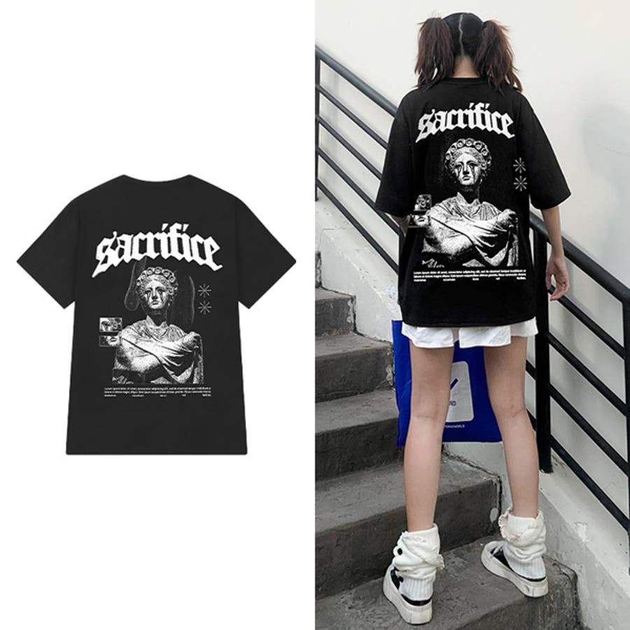 Tシャツ 女神像 バックプリント[品番：DCTW0004027]｜Decorative