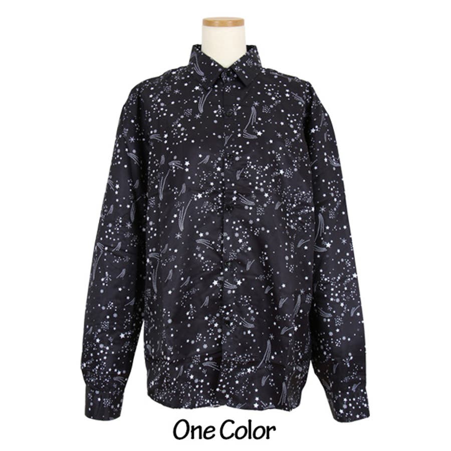 柄シャツ 星柄 ブラック[品番：DCTW0003997]｜Decorative 