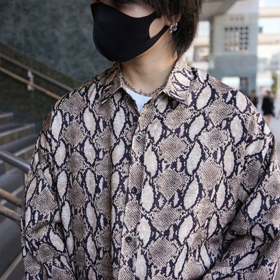 柄シャツ パイソン柄 スネークスキン[品番：DCTW0003306