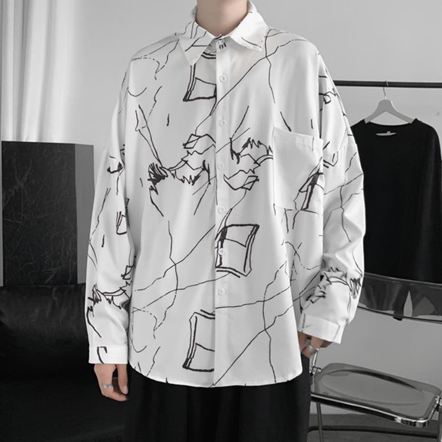 柄シャツ アート モノクロ[品番：DCTW0003475]｜Decorative