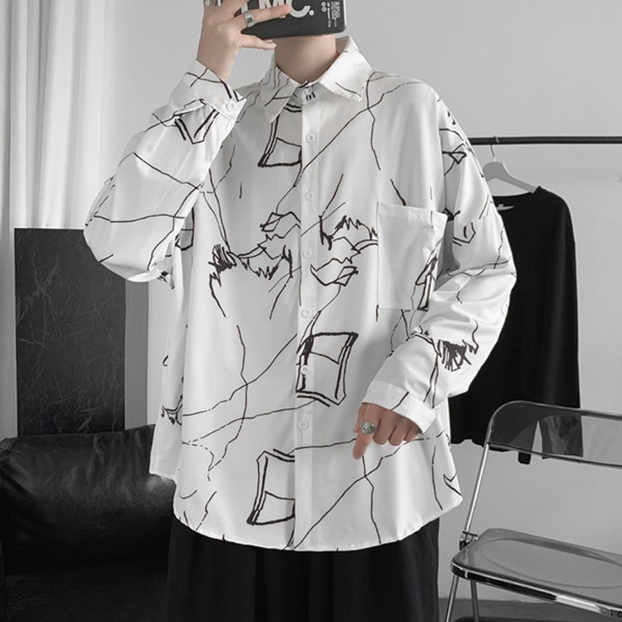 柄シャツ アート モノクロ[品番：DCTW0003475]｜Decorative