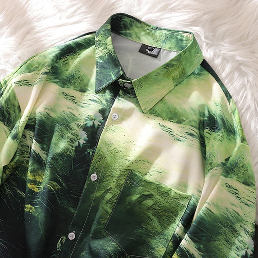 柄シャツ グリーン 緑[品番：DCTW0004494]｜Decorative （デコラティブ