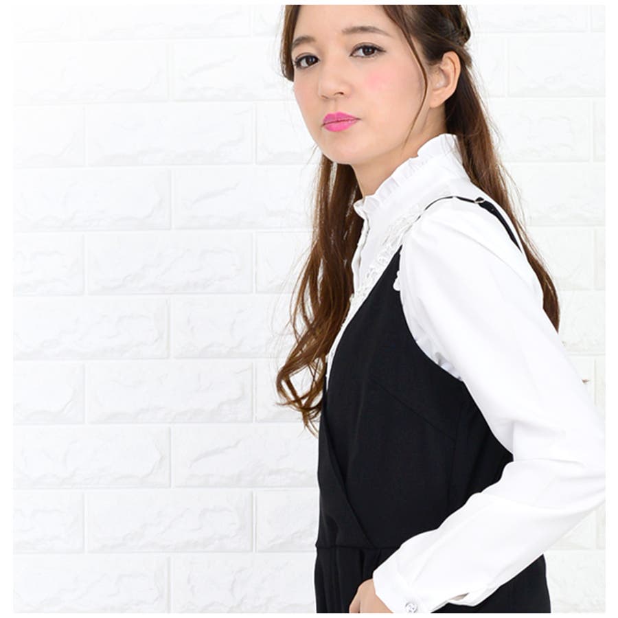 【12月スーパーSALE 15％OFF】 幅広 ワイドパンツ オールインワン[品番：LCLW0000958]｜レース サロペット・オーバーオール・オールインワン