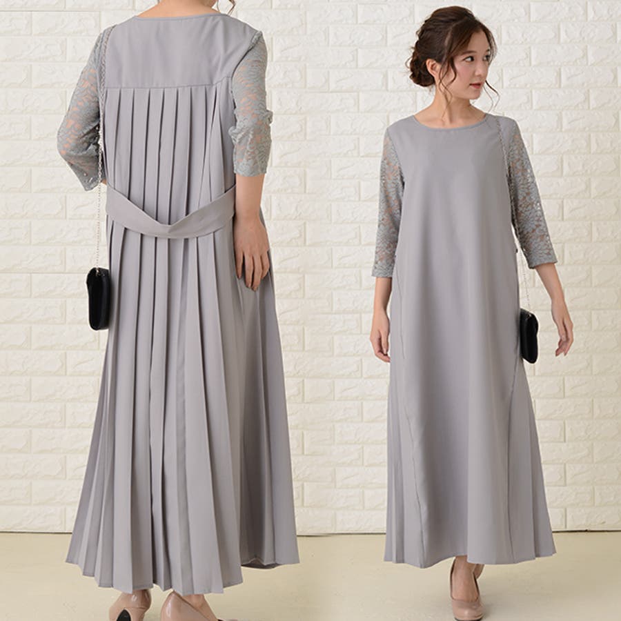 バックプリーツワンピース ロング丈 ワンピース[品番
