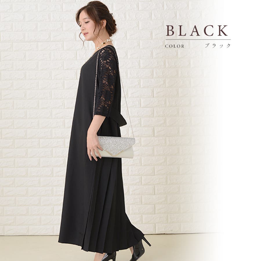 バックプリーツワンピース ロング丈 ワンピース[品番