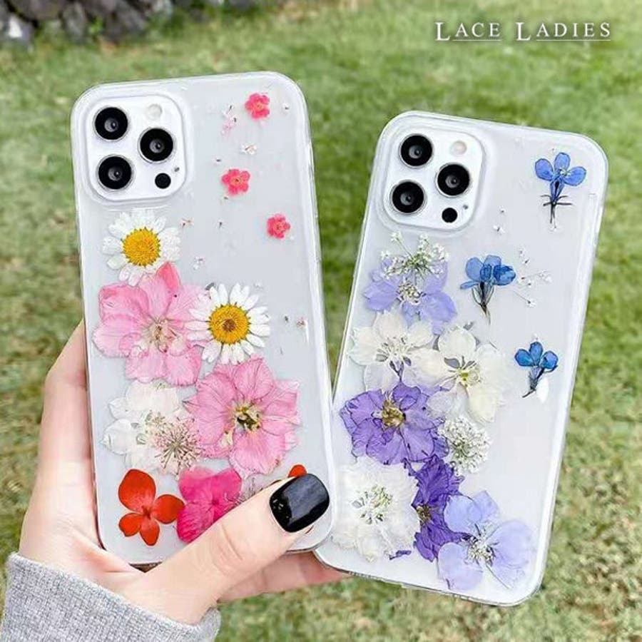 クリアiPhoneケース 押し花 iPhone14[品番：LCLW0001922]｜レース 