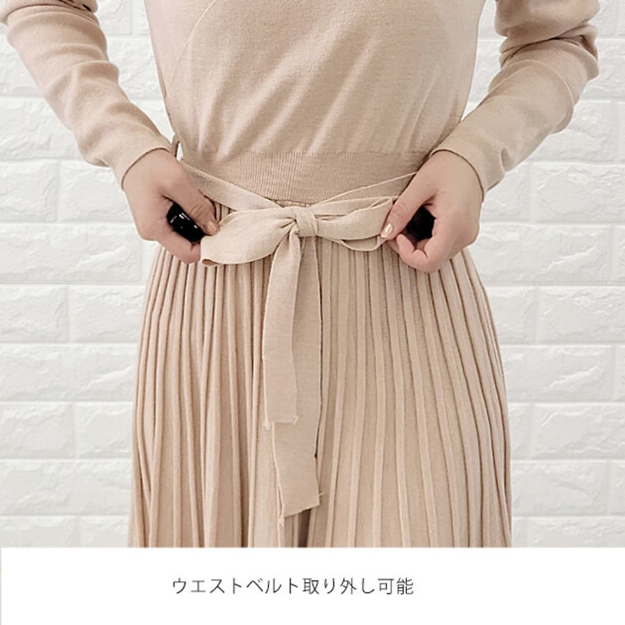 ニットワンピース ロング カシュクール[品番：LCLW0001196