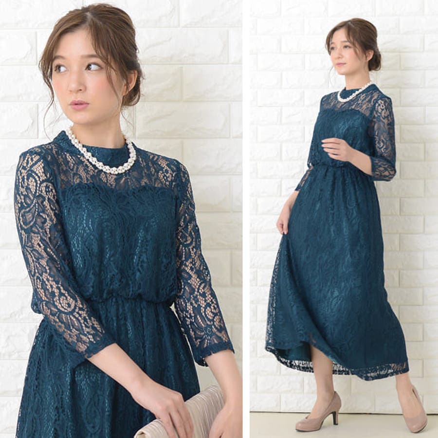 パーティードレス ロングワンピース 総レース[品番：LCLW0001357