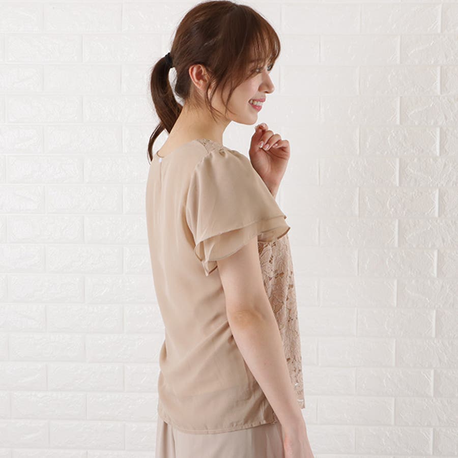 高価値 シフォン レース ブラウス[品番：LCLW0002226]｜レース トップス