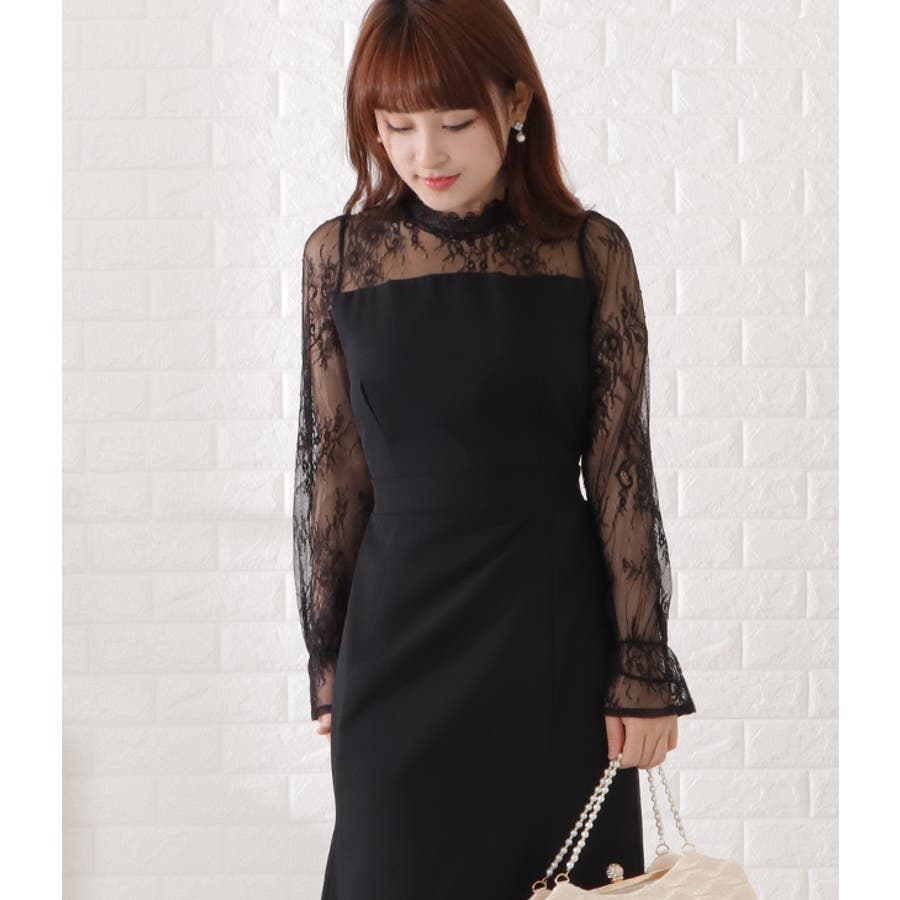 キャンディスリーブレースドッキングロングワンピース 女性 レディース[品番：LCLW0003653]｜レースレディース （レース レディース）のレディースファッション通販｜SHOPLIST（ショップリスト）