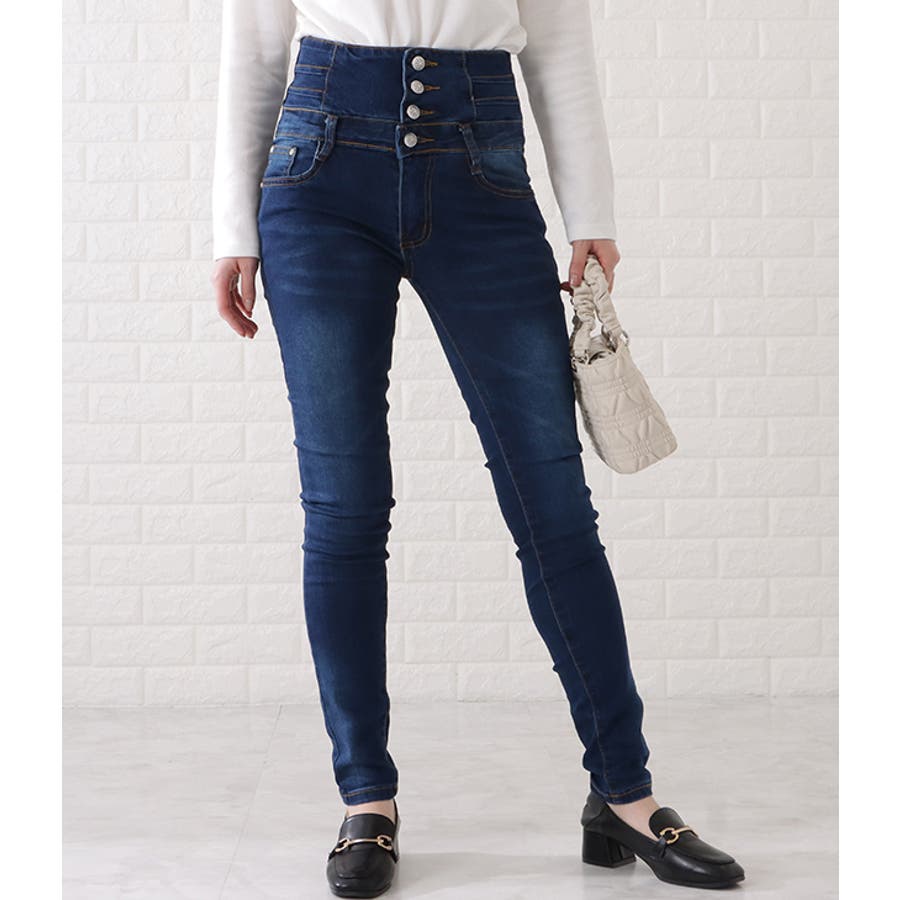 ハイウエストスキニーデニムボタンパンツ 女性 レディース[品番：LCLW0004254]｜レースレディース  （レースレディース）のレディースファッション通販｜SHOPLIST（ショップリスト）