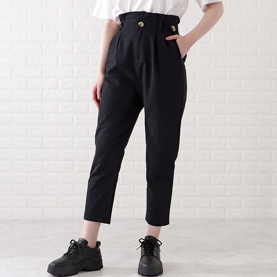 ハイウエストベルト付きクロップドパンツ 女性 レディース[品番