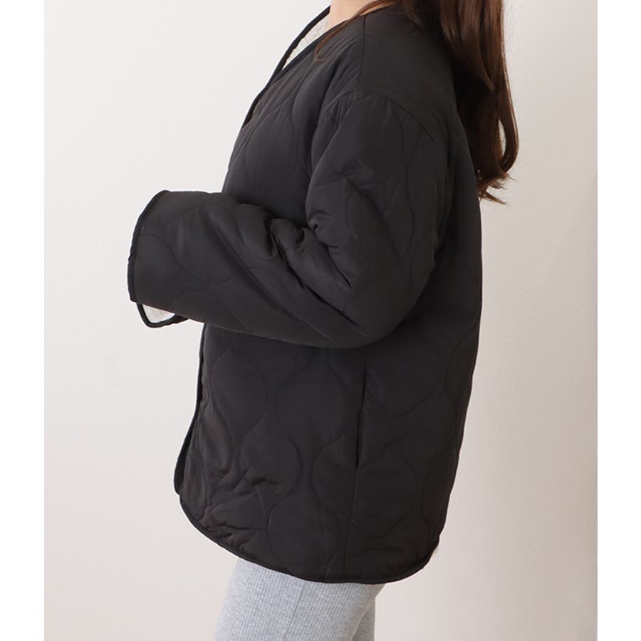 RAINSレインズ黒ノーカラーキルティングジャケット新品 RAINS