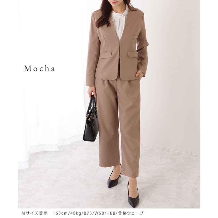 国内最安値！ ノーカラー タック パンツ[品番：LCLW0006684]｜レース スーツ・フォーマル・ドレス