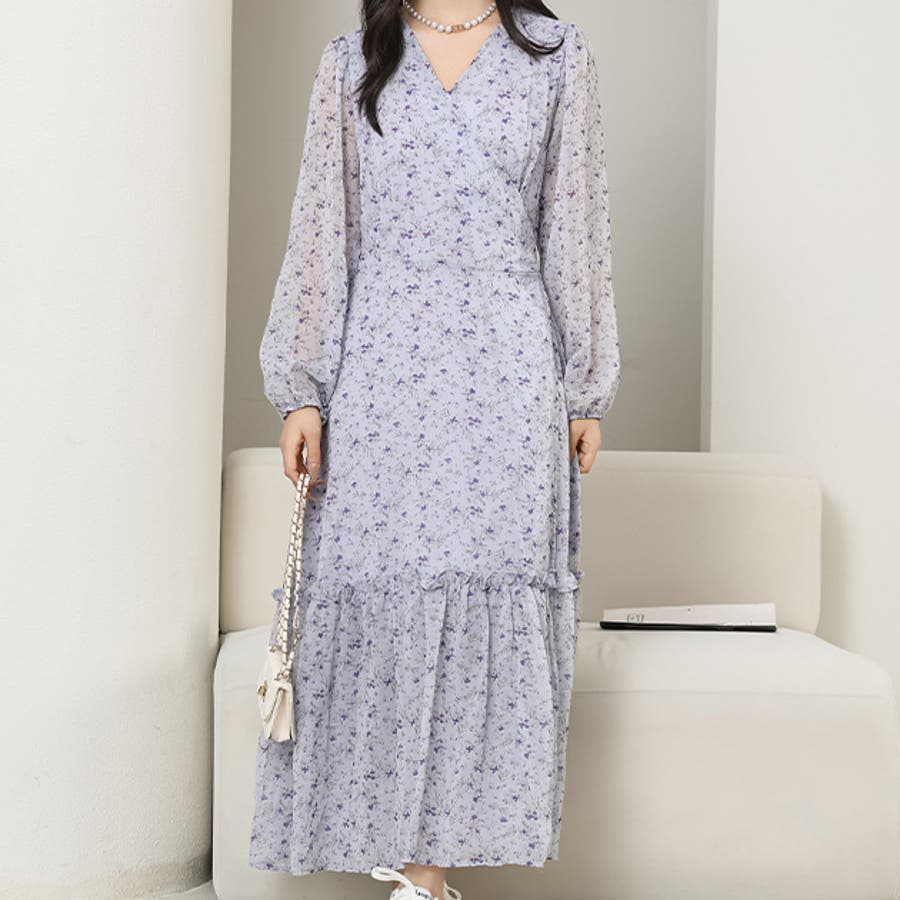 訳あり超特価の通販 小花柄 Vネック シフォン[品番：LCLW0007613]｜レースレディース ワンピース