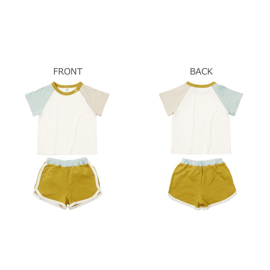 ベビー配色Tシャツ&パンツセット 子供服 ベビー[品番:VR000008850