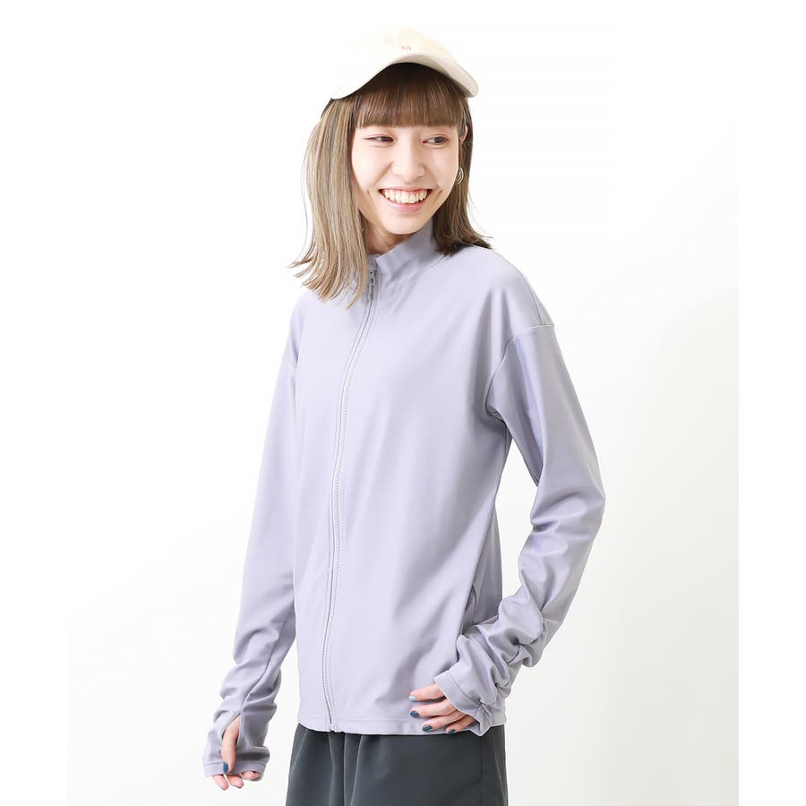 大人 袖シャーリング 長袖ジップラッシュガード[品番