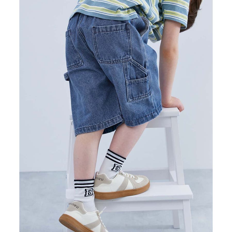 ルーズシルエット デニム ペインターハーフパンツ
