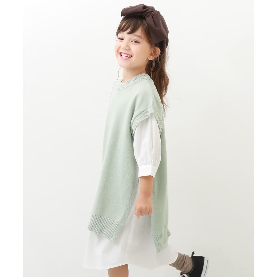 ニットベスト＆七分袖ワンピースセット 子供服  キッズ[品番：VR000009283]｜devirock（デビロック）のキッズファッション通販｜SHOPLIST（ショップリスト）