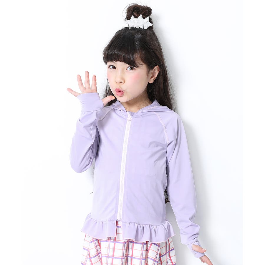 裾フリル長袖ジップラッシュガード 子供服 キッズ 女の子 水着 プールグッズ 品番 Vr Devirock デビロック のキッズファッション通販 Shoplist ショップリスト