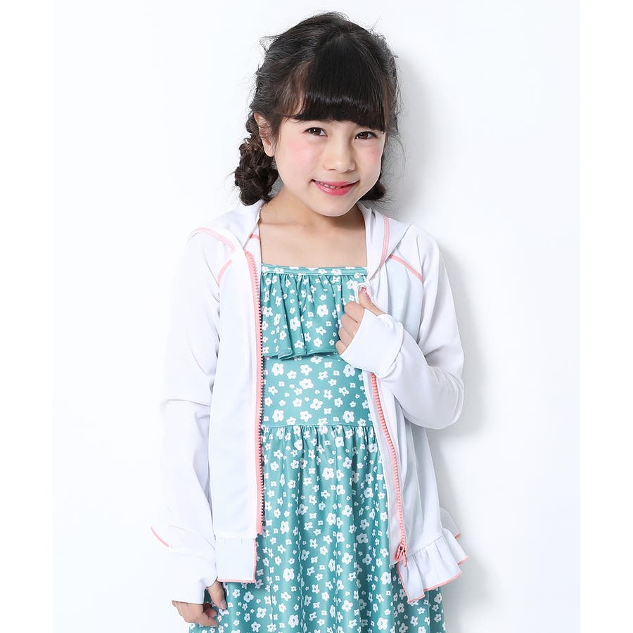 裾フリル長袖ジップラッシュガード 子供服 キッズ 女の子 水着 プールグッズ 品番 Vr Devirock デビロック のキッズファッション通販 Shoplist ショップリスト