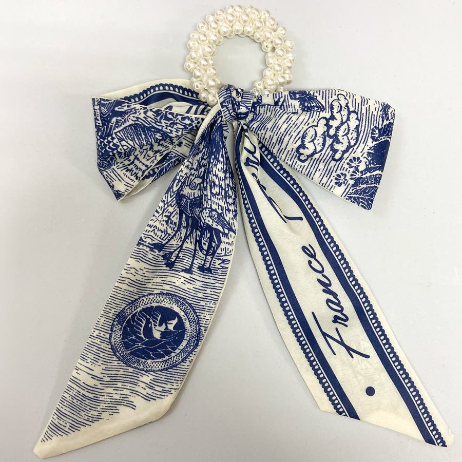 リボン＆ツイリースカーフデザインシュシュ リボン ツイリー[品番