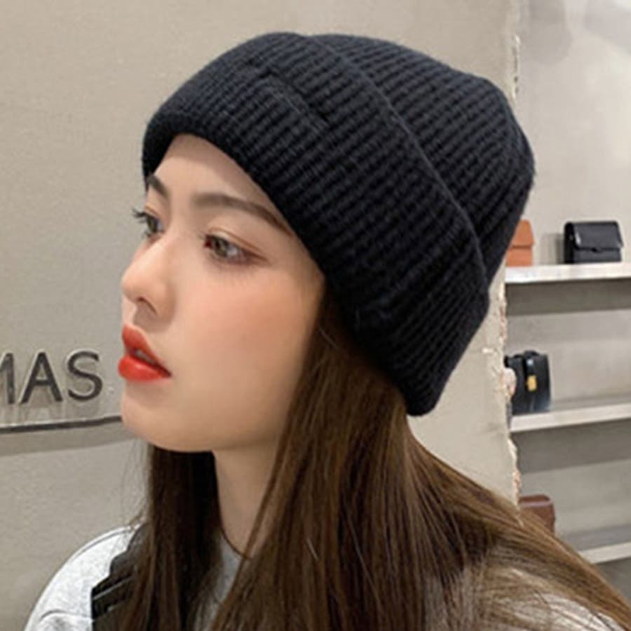 ワンポイントニットキャップ ビーニー 韓国 韓国ファッション[品番