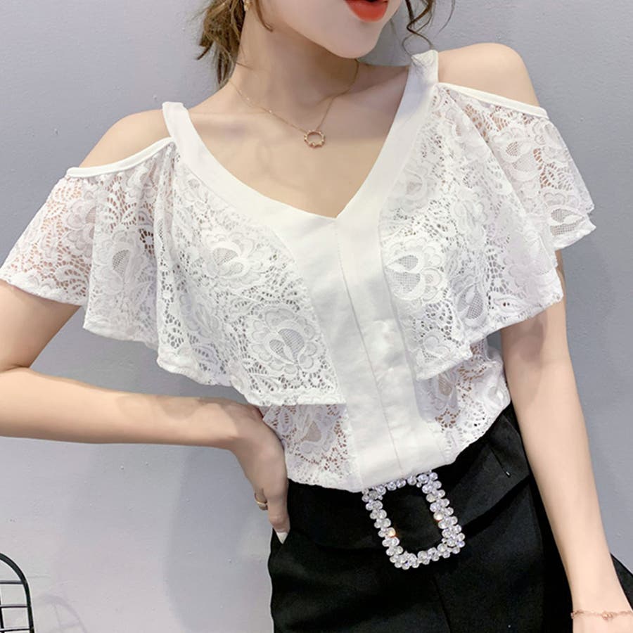 *paris*レース 2WAY オフショルダー トップス（ブラック） paris*レース 2WAY オフショルダー トップス（ブラック） (T