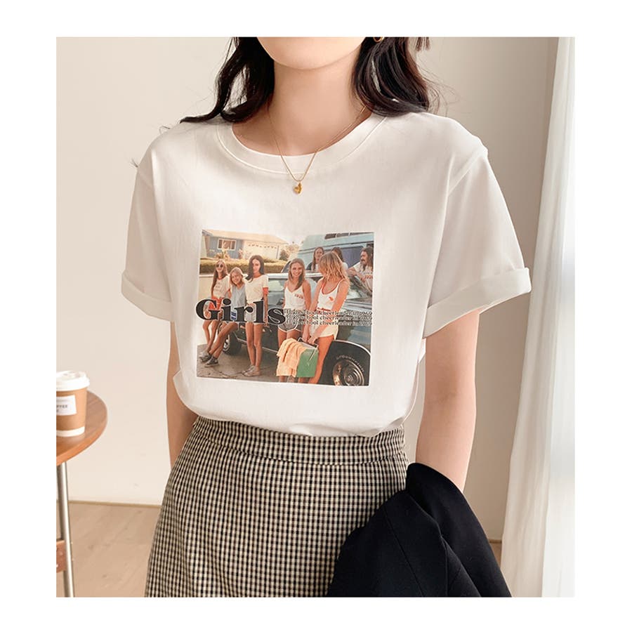 フォトプリントTシャツ【韓国ファッション】[品番：ZJ000017594