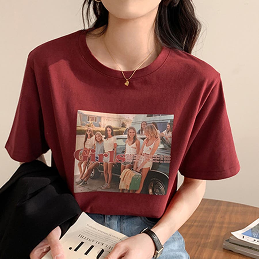 フォトプリントTシャツ【韓国ファッション】