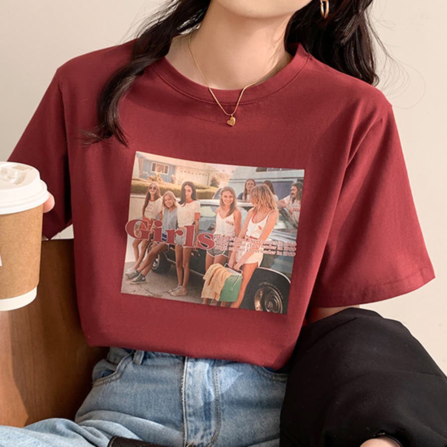 フォトプリントTシャツ【韓国ファッション】