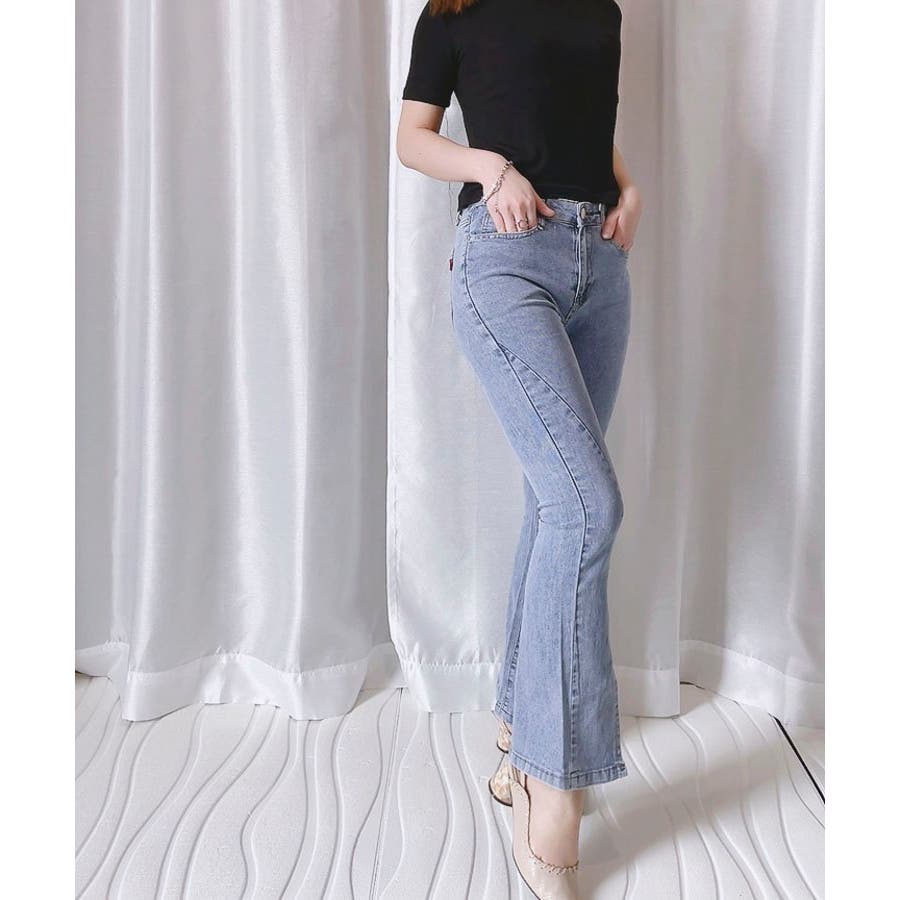 Amazon | [VYOOU] ジーンズ フレアパンツ デニムパンツ