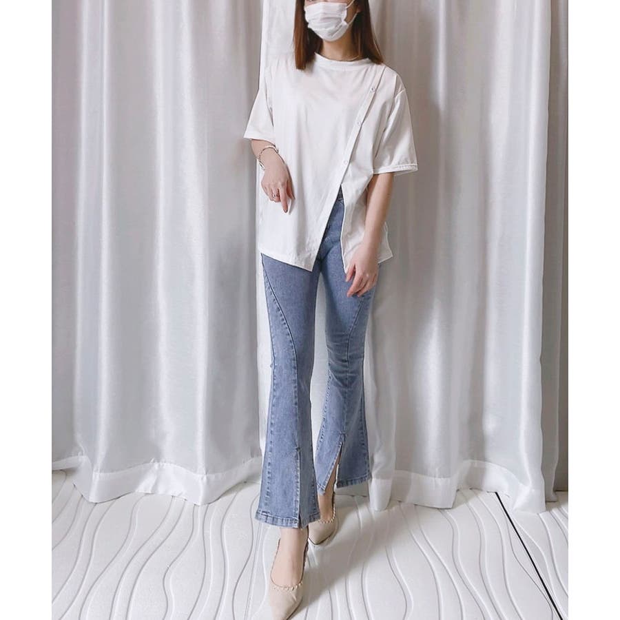 Amazon | [VYOOU] ジーンズ フレアパンツ デニムパンツ