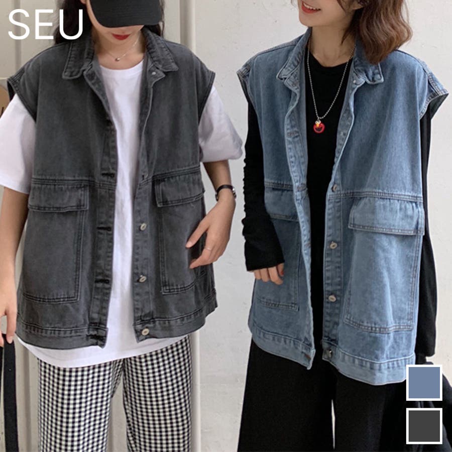 デニムベスト 韓国ファッション 春[品番：DSSW0002743]｜SEU