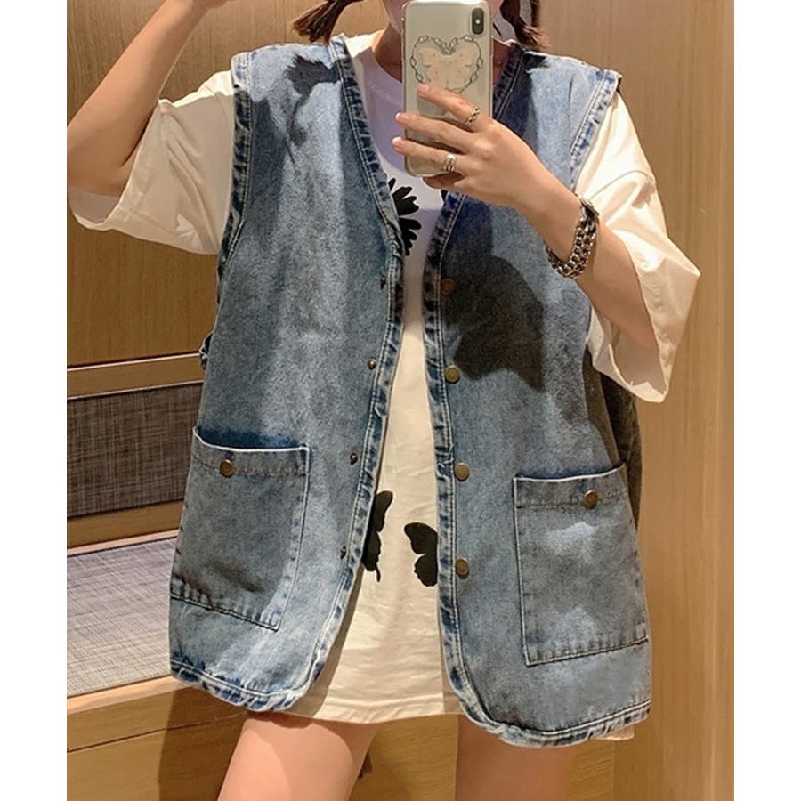 オーバーサイズデニムジレ デニムベスト  ビッグシルエット[品番：DSSW0005133]｜SEU（エスイイユウ）のレディースファッション通販｜SHOPLIST（ショップリスト）