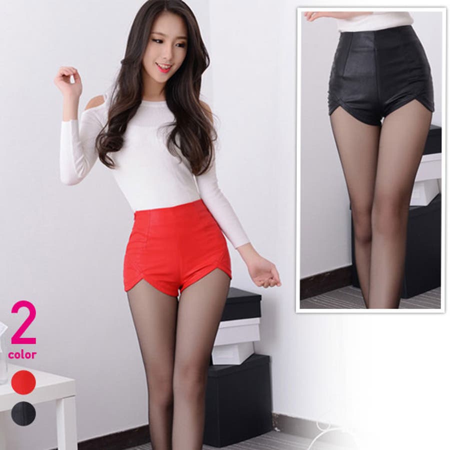 ショートパンツ フェイクレザー 無地 ホットパンツ ボディコン[品番：HITW0002338]｜DLXGIRL（ディーエルエックスガール）の