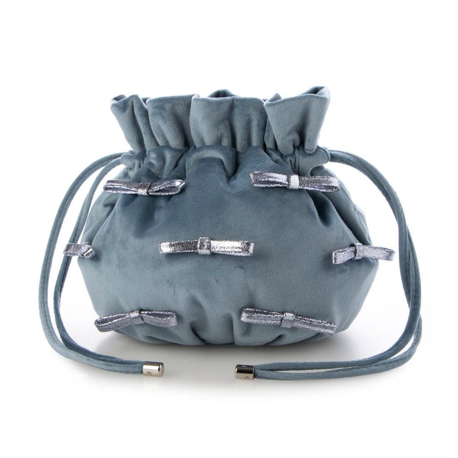 カシュカシュ cachecache / メタリックリボンベロア巾着バッグ カシュカシュ cachecache / メタリックリボンベロア巾着バッグ