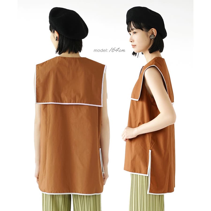 セーラーカラー バイカラーブラウス[品番：EZ000010118]｜e