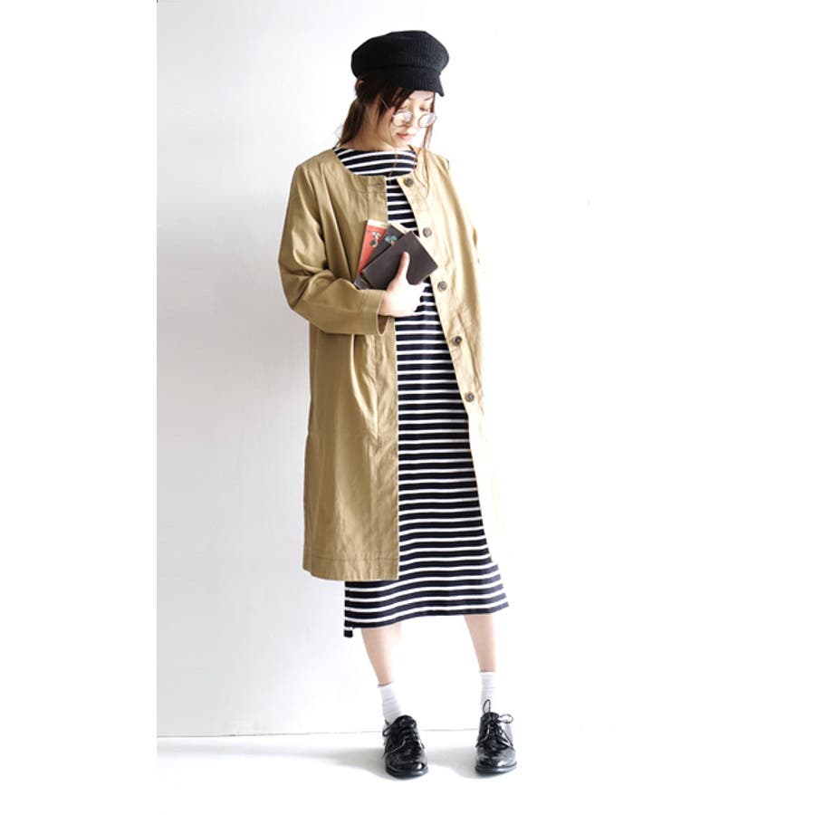 コットンツイル ノーカラーコート[品番：EZ000008572]｜e-zakkamania stores（イーザッカマニアストアーズ）のレディース ファッション通販｜SHOPLIST（ショップリスト）