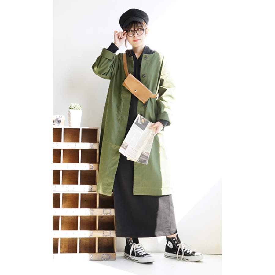 コットンツイル ノーカラーコート[品番：EZ000008572]｜e-zakkamania stores（イーザッカマニアストアーズ）のレディース ファッション通販｜SHOPLIST（ショップリスト）