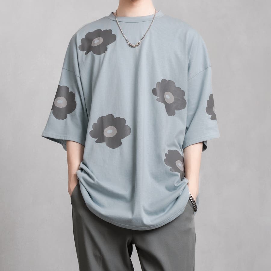 【Adoon plain】BIGフラワープリントTシャツ