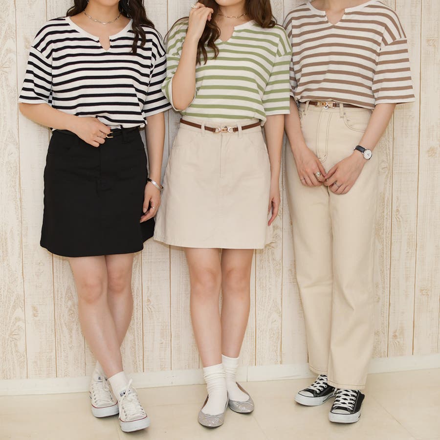 ボーダー柄ワッフルキーネック5部袖tシャツ 品番 Ktrw Pairpair Women ペアペア のレディース ファッション通販 Shoplist ショップリスト