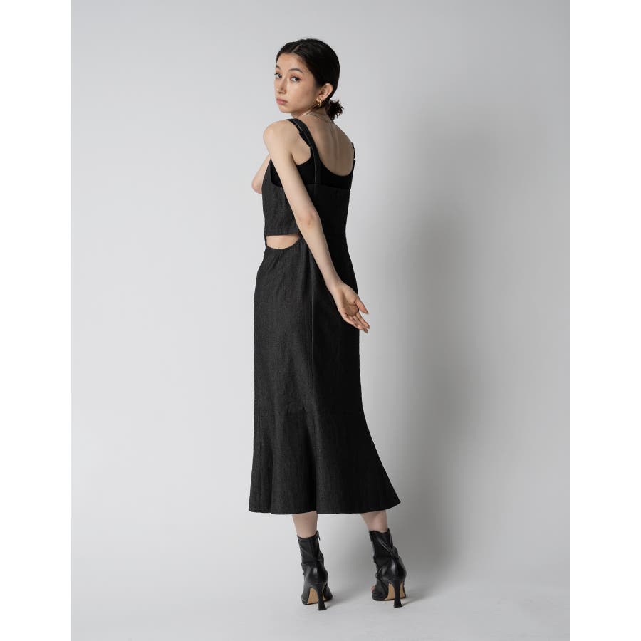 Adoon plain Ladies】ウエストカットデニムワンピース[品番