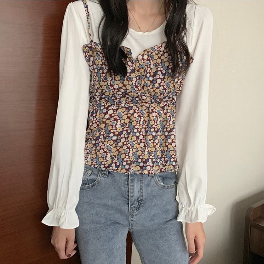 21春夏商品 花柄ビスチェコンビブラウス 韓国ファッション 品番 Zj Girly Doll ガーリードール のレディースファッション通販 Shoplist ショップリスト